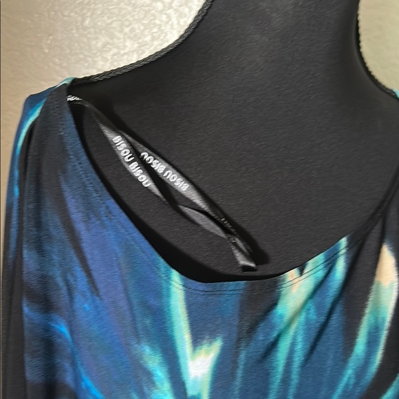 Blue Asymmetrical Dress with Dolman Sleeves - Picture 11 of 12